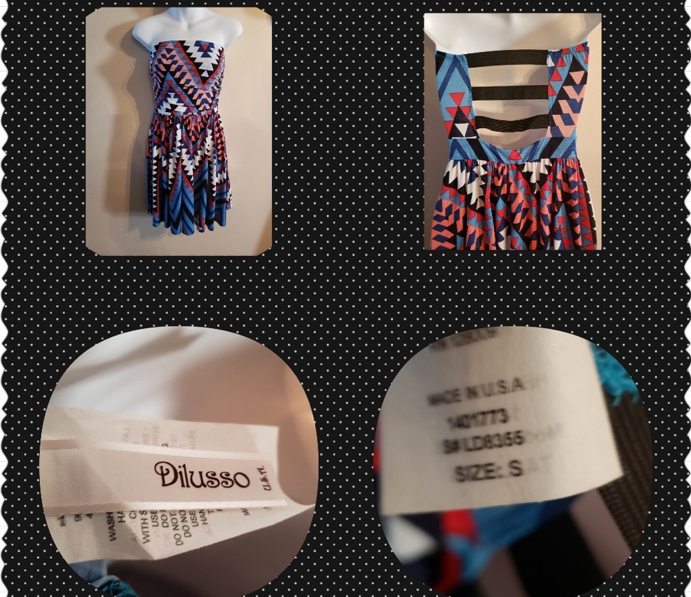 Abstract Strapless Skater Dress